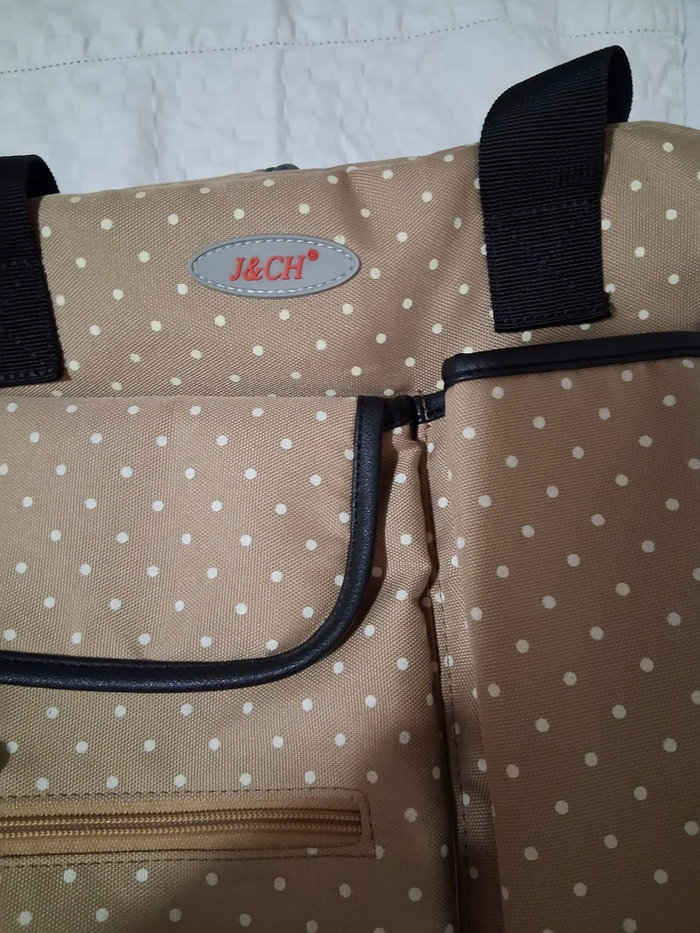 Unbranded Beige Polka Dot Men’s Tote Bag with Black Trim